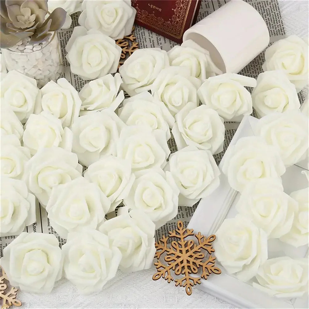 60-Piece Artificial Blue Rose Heads for Wedding & Home Decor