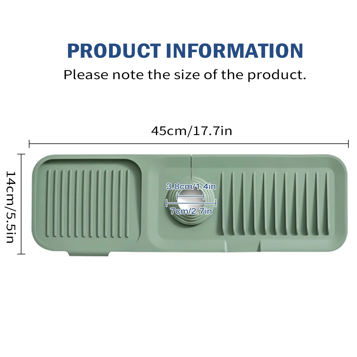 14.5/18x5.5 Inch Sink Splash Guard Faucet Handle Drip Catcher Tray Longer Silicone Mat Dish Soap Sponge Holder Bathroom Kitchen Peaceful Pleasures Health and Wellness 2311031046J