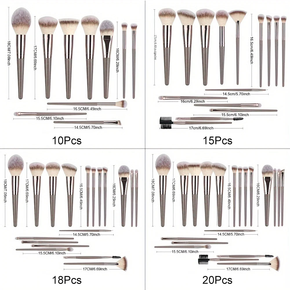 Professional Makeup Brush Set 3–20Pcs | Soft Fluffy Face Brushes