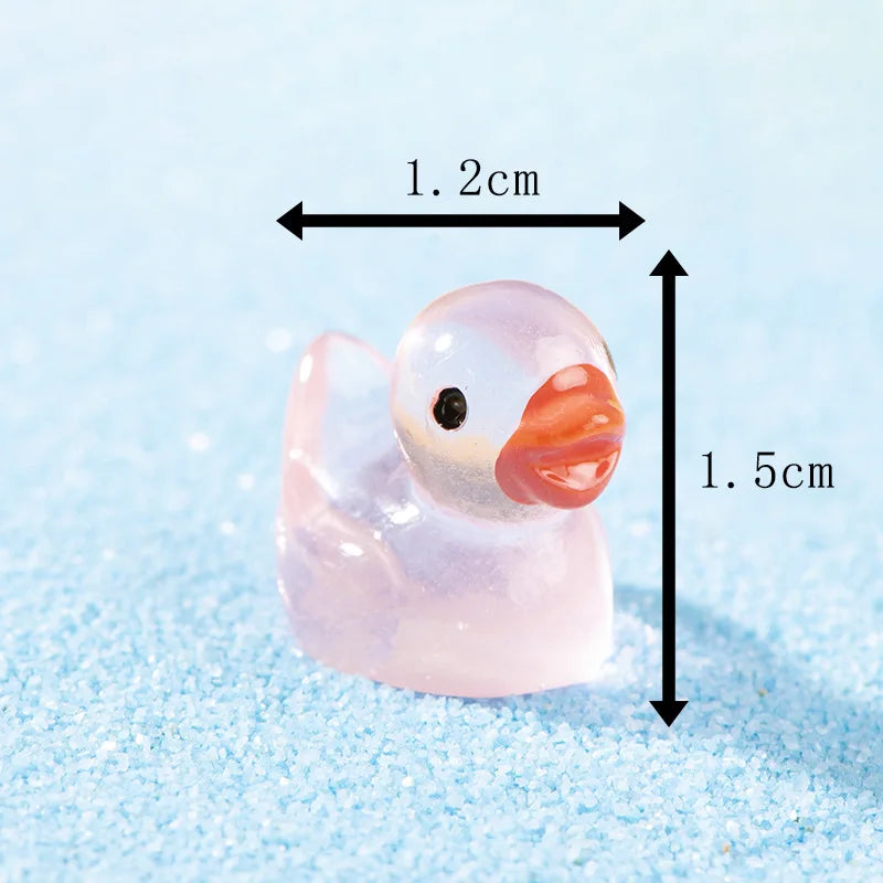 1pcs Resin Mini Ducks Ornament Miniature Figures Tiny Duck Handicraft Micro Landscape Dollhouse Decoration Accesories decoração Peaceful Pleasures Health and Wellness Luminous pink