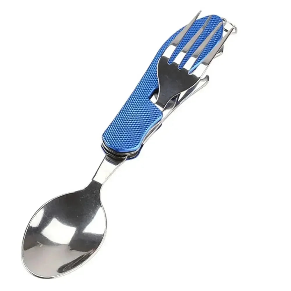 Foldable Camping Cutlery Set – Stainless Steel Flatware & Opener