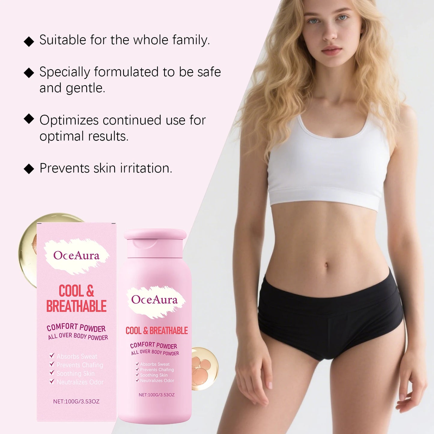 Talc-Free Comfort Powder All Over Body Powder Moisture Absorbing & Friction Reducing Keeps Skin Smooth & Fresh Body Powder Peaceful Pleasures Health and Wellness