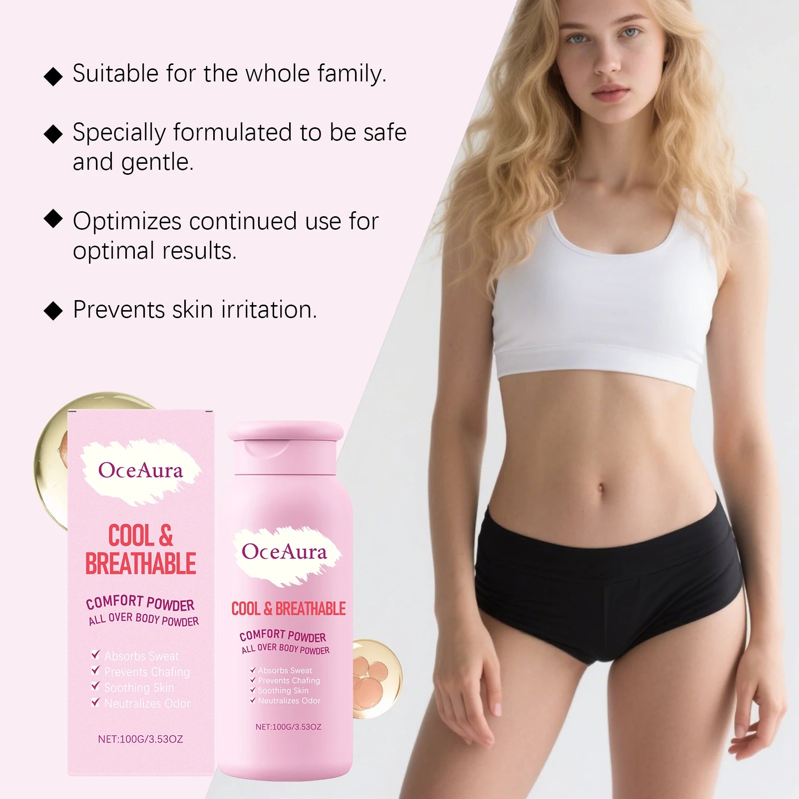 Talc-Free Comfort Powder All Over Body Powder Moisture Absorbing & Friction Reducing Keeps Skin Smooth & Fresh Body Powder Peaceful Pleasures Health and Wellness