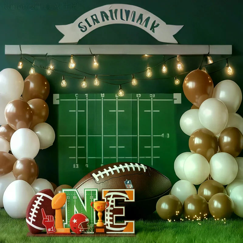 1st Birthday Sports Wooden "ONE" Sign – Football Party Decor