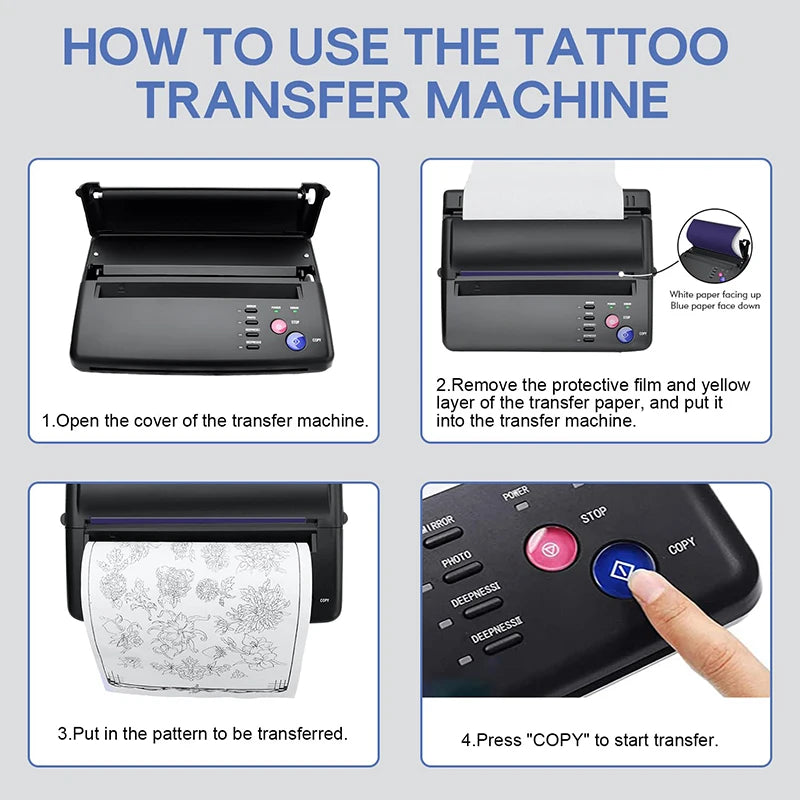 Tattoo Transfer Stencil Machine with Kit Copier Printer Tattoo Transfer Stencil Paper Tattoo Stencil Printer Machine for Tattoo Peaceful Pleasures Health and Wellness