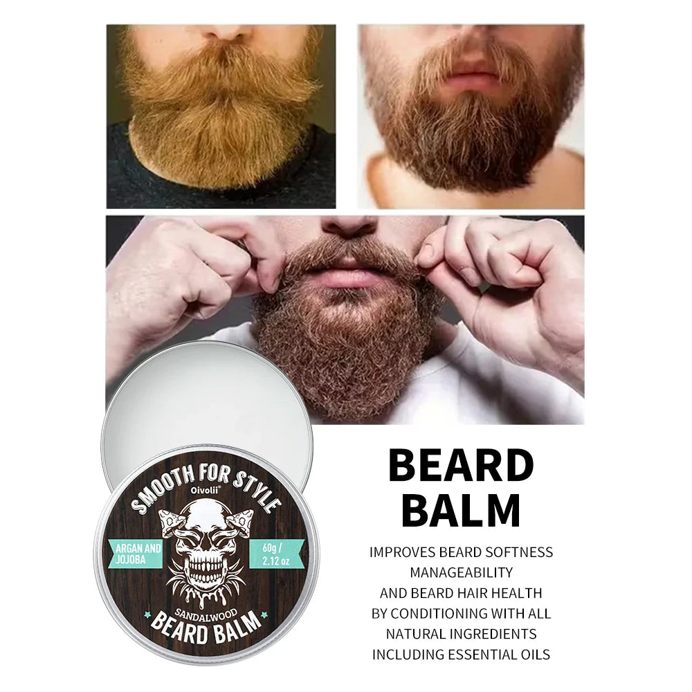 Sandalwood Beard Oil & Balm Set with Argan Oil – Softens & Hydrates