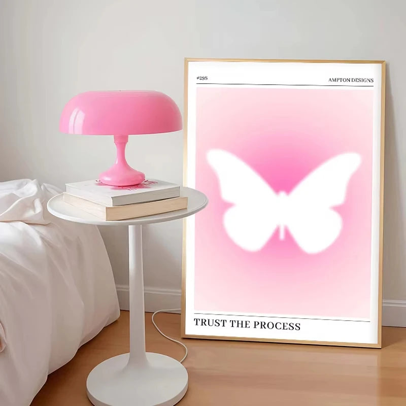 Pink Aura Butterfly Affirmation Canvas Wall Art | Bedroom Decor