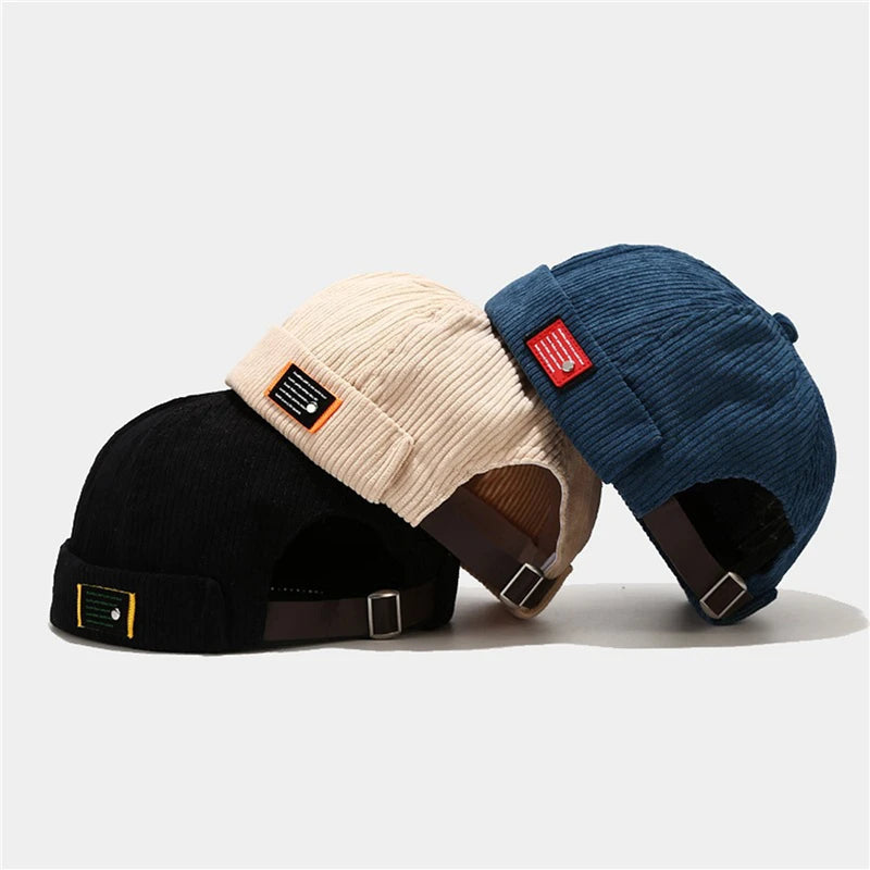 Men Women Retro Dome Melon Brimless Beanie Cap Unisex Skullcap Sailor Cotton Mechanic Trendy Color Elastic Panels Docker Hat Peaceful Pleasures Health and Wellness