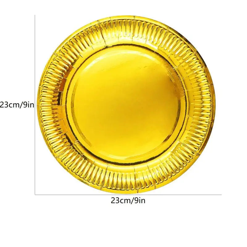 Metallic Foil Disposable Paper Plates Gold Silver 50 Pack