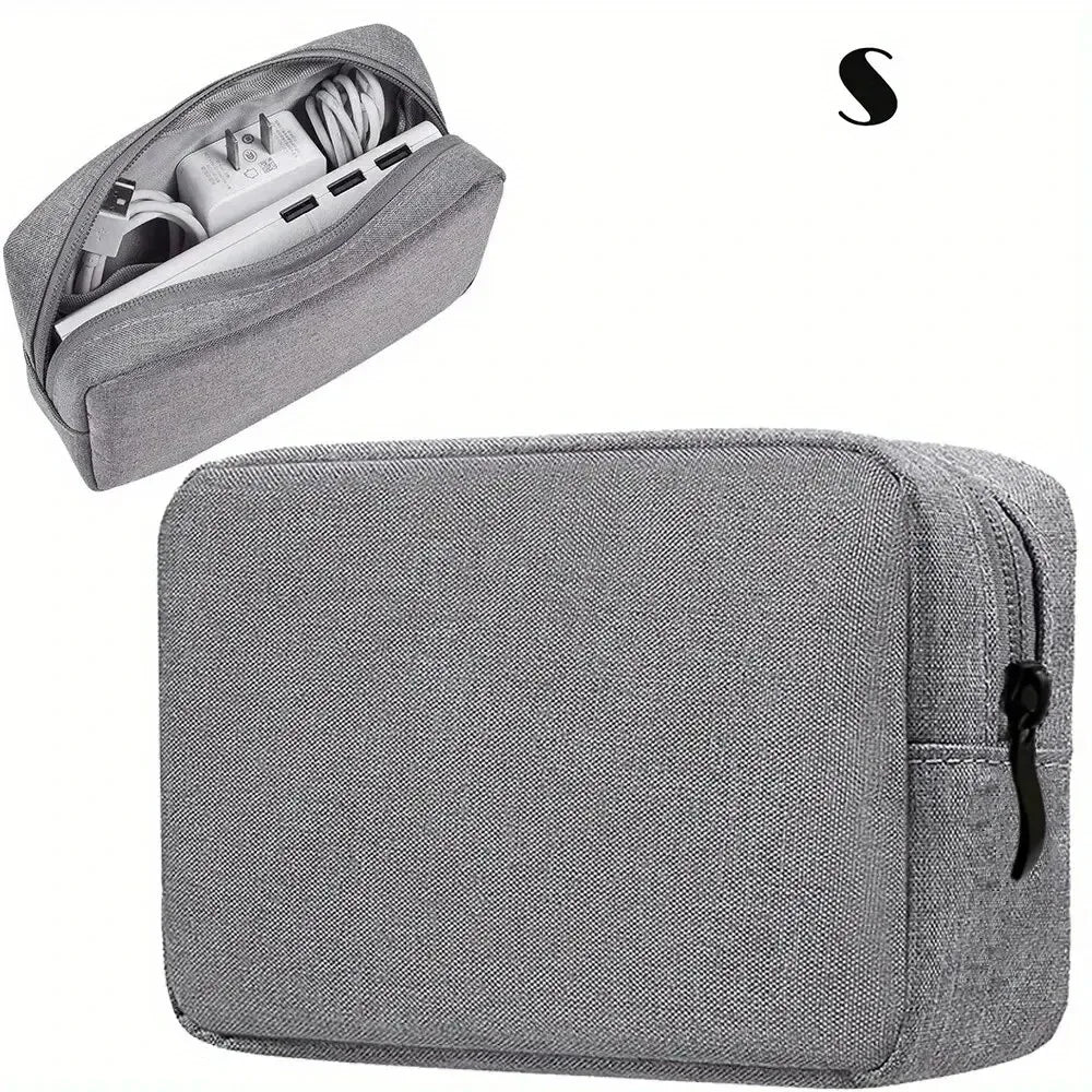 1pc Storage Bag Cable Cord Organizer Portable Digital Storage Bag for Watch,Cable,Power Bank,Charger,Charging Cords,Mouse Peaceful Pleasures Health and Wellness Light Grey