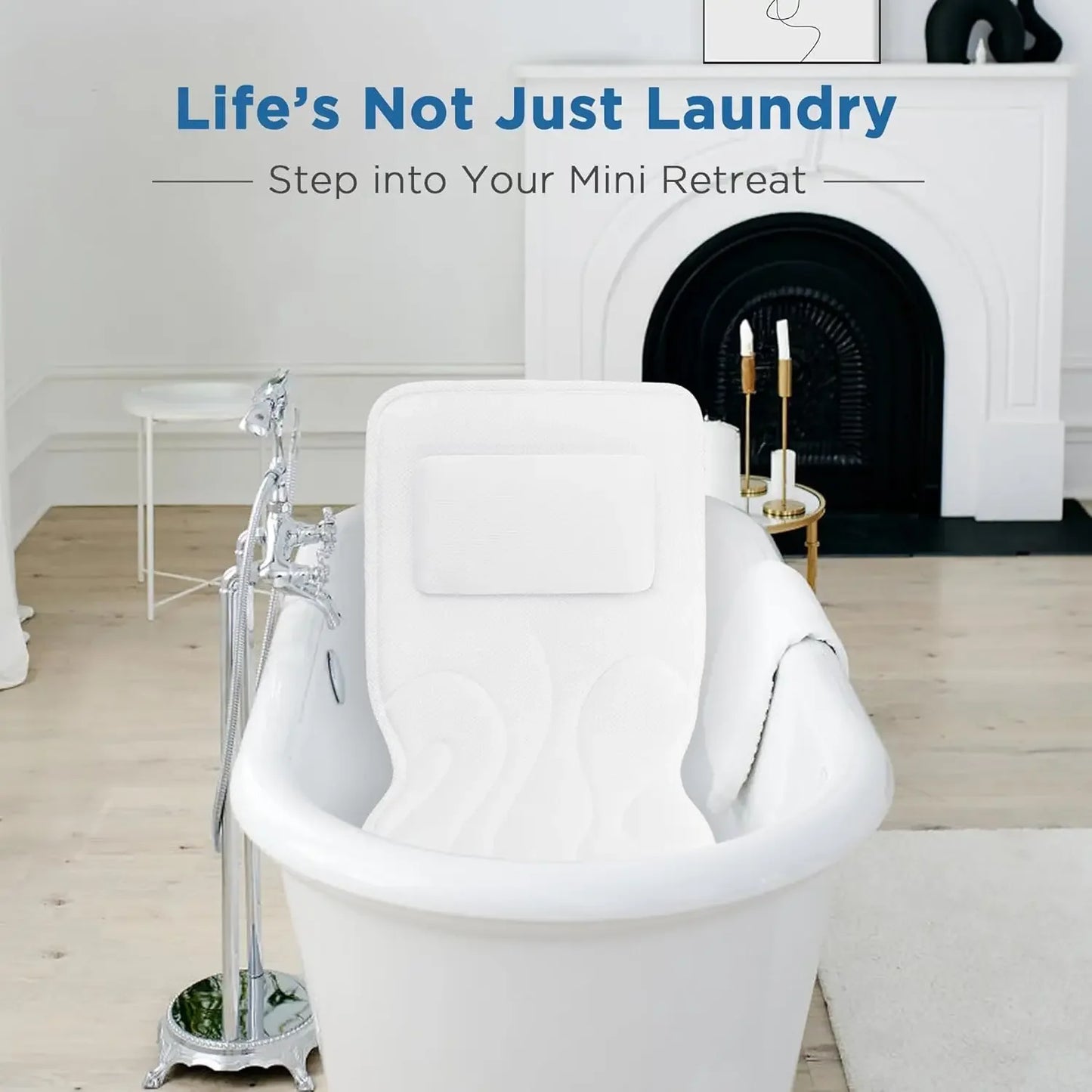 Extra Thick Full Body Bath Pillow with Quick-Dry Air Mesh, Non-Slip Suction Cups for All Tubs - White Luxury Spa Accessory Peaceful Pleasures Health and Wellness