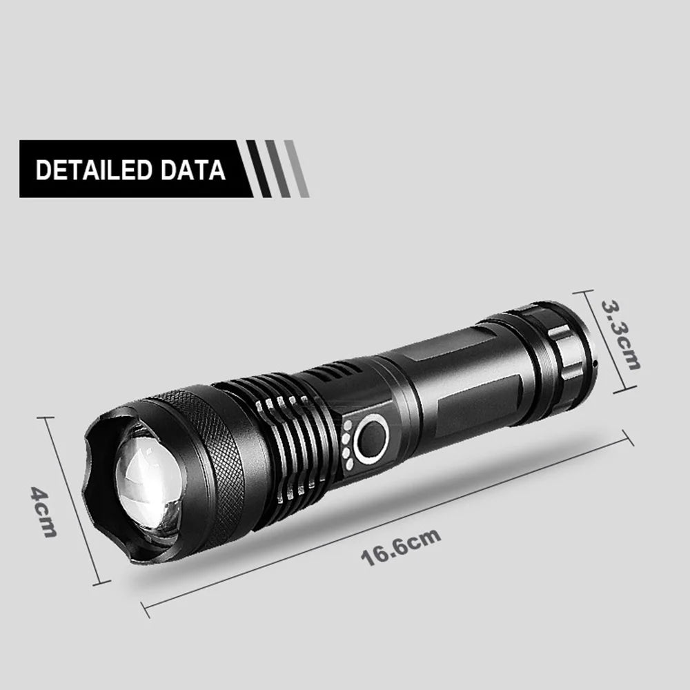 USB Rechargeable LED Flashlights High Lumens Handheld Light Waterproof for Emergence Hiking Outdoor Emergence Searchlight Peaceful Pleasures Health and Wellness WHITE