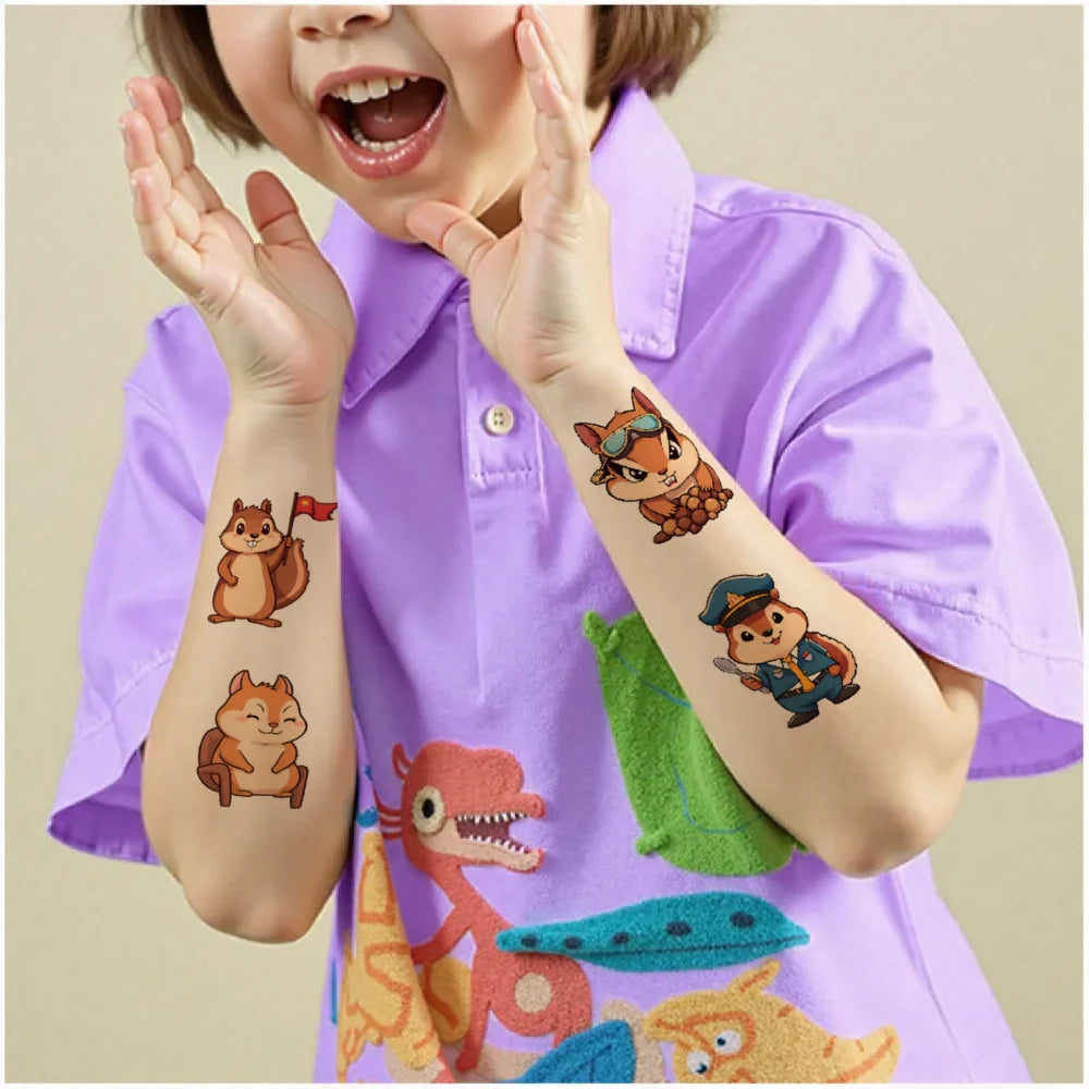 54pcs Squirrel Temporary Tattoo Stickers – Waterproof Cartoon