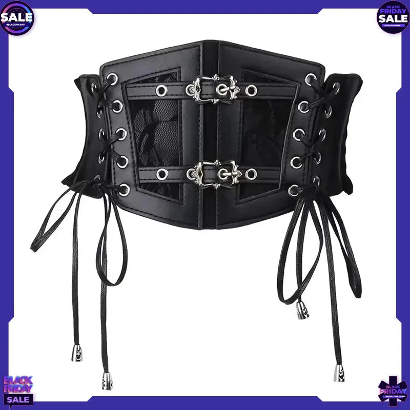 Women's Gothic Lace Corset Belt – Retro Punk Elastic Waistband