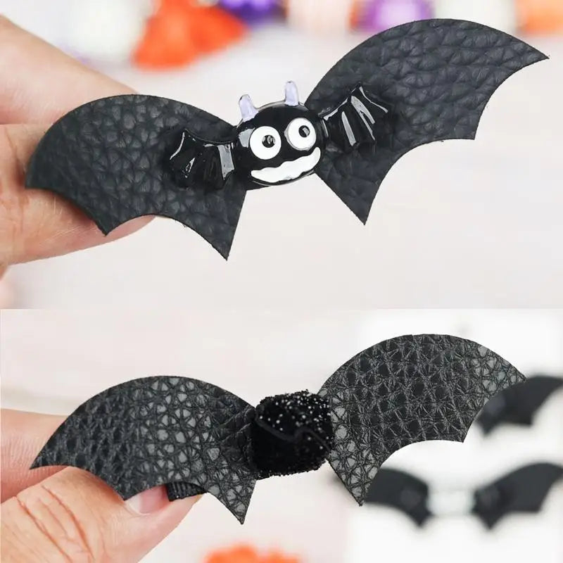 Halloween Bat Wing Hair Clips – PU Leather Barrettes 2 Pack