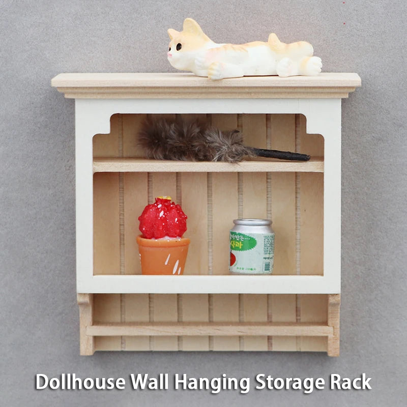 1:12 Dollhouse Miniature Wooden Wall Storage Rack | Kitchen Shelf Dollhouse Miniature Peaceful Pleasures Health and Wellness