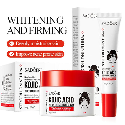 SADOER Kojic Acid Skin Care Set – Face Cream & Eye Cream Kojic Acid Skin Care Set Peaceful Pleasures Health and Wellness Face Cream Eye Cream