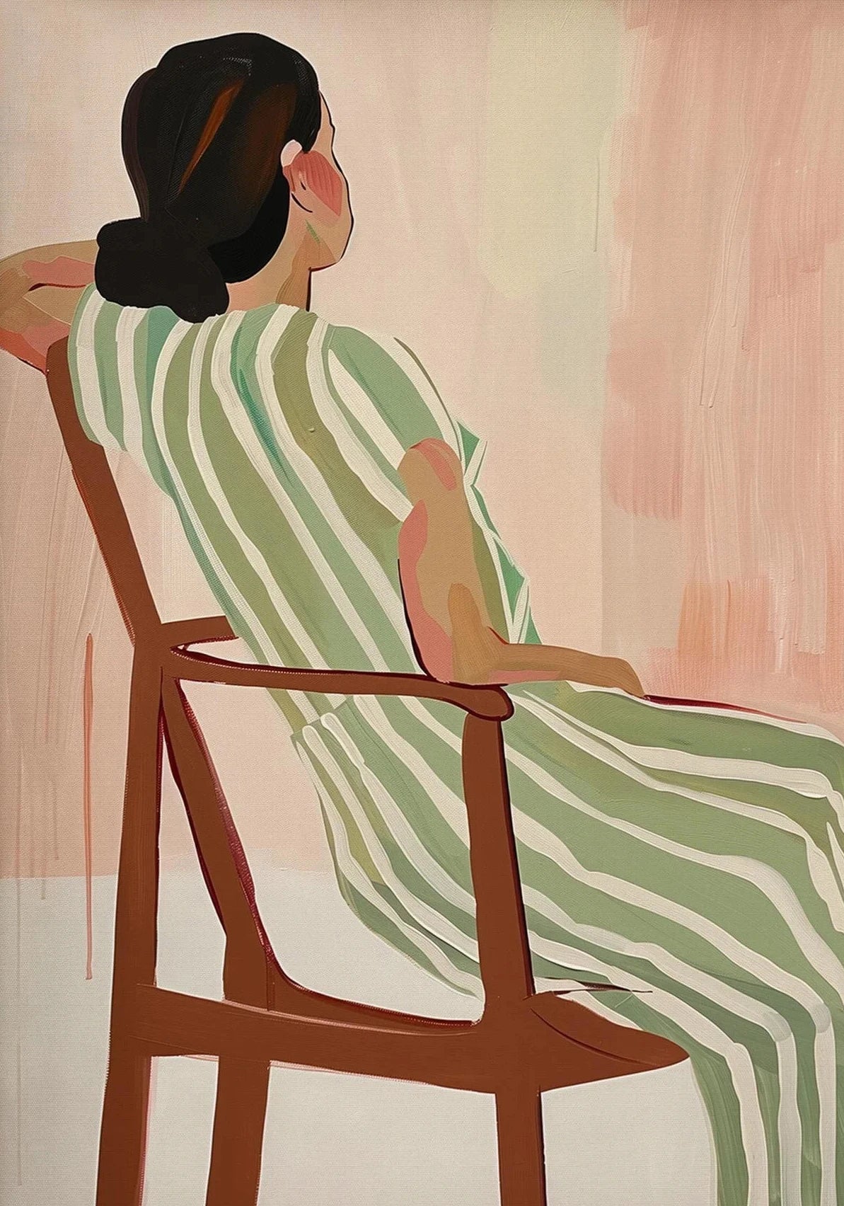Sage Green Abstract Woman Canvas Wall Art | Minimalist Print