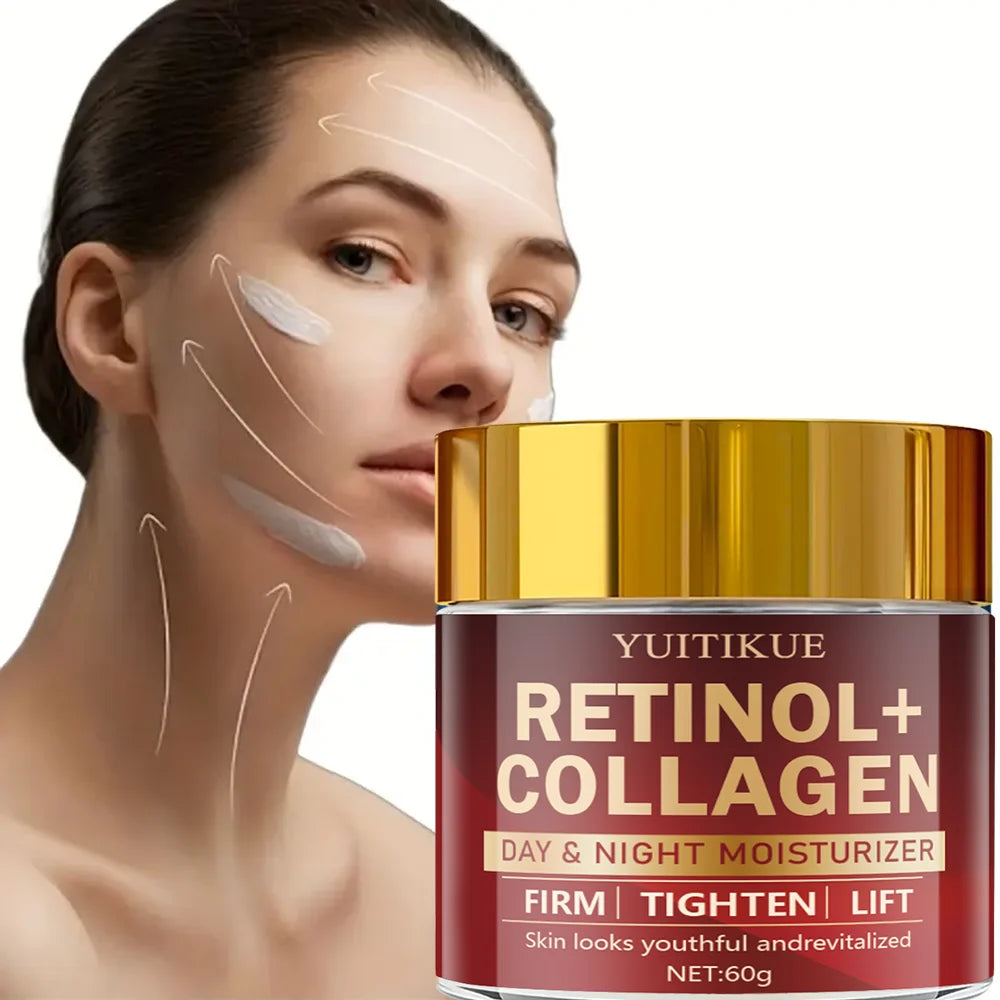 YUITIKUE Retinol Collagen Cream 60g - Day & Night Moisturizer, Firms & Lifts Skin, Reduces Wrinkles, Youthful Look, Fast Results Peaceful Pleasures Health and Wellness