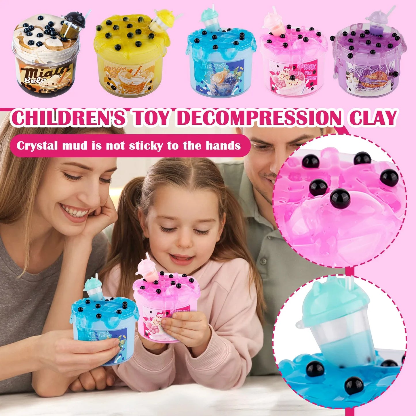 Soft Slime Kit Fruit Crunchy Non-Sticky Jelly Cube Slime Stress Relief Glitter Children's Toy Gifts Party Favor Gifts Peaceful Pleasures Health and Wellness