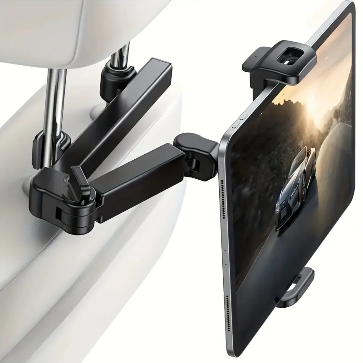 Car Headrest Tablet Mount 360° Rotation – Fits 4.7–12.9"