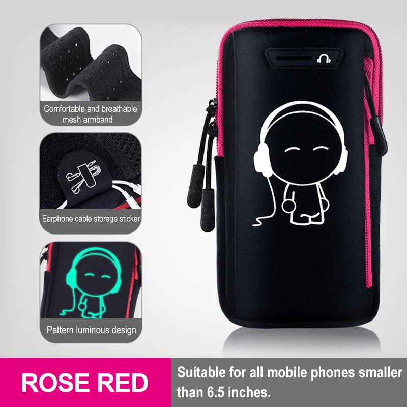 armband for cell phone running arm Cell phone running bag Running racing accessories Sports phone armband Bag for cellphone Peaceful Pleasures Health and Wellness Rose red (6.5 inch)