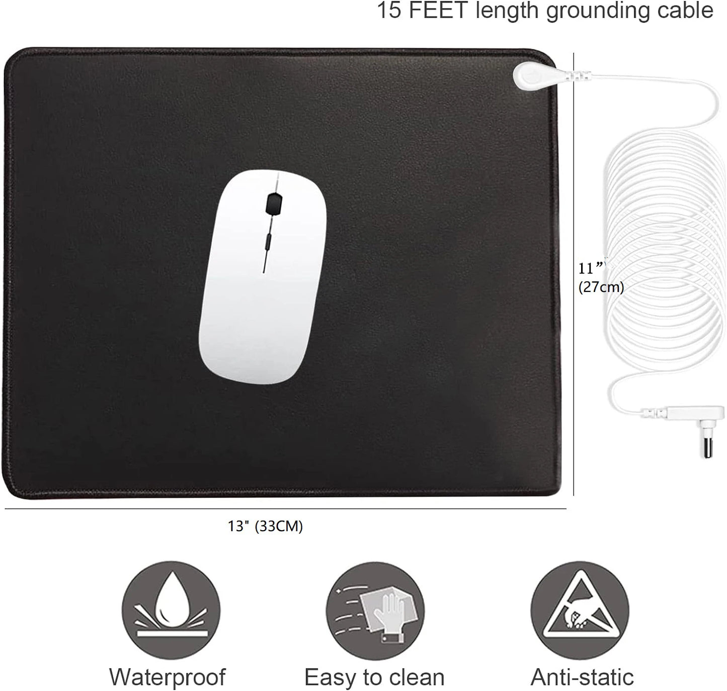 VamsLuna 11x13" Grounding Mat Mouse Pad with Earthing Wire