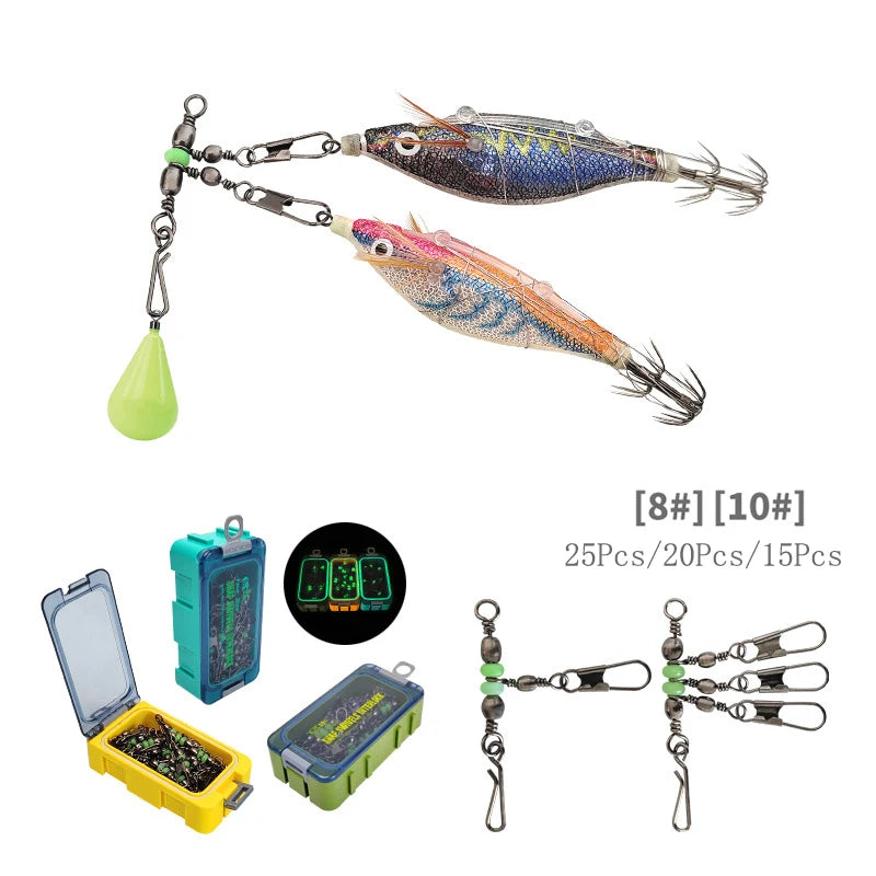 8 # 10 # Luyamu Shrimp Fishing Group Luminous Ball Bearing Rolling and Rotating Solid Ring Buckle Set Pin Set Fishing Connector Peaceful Pleasures Health and Wellness