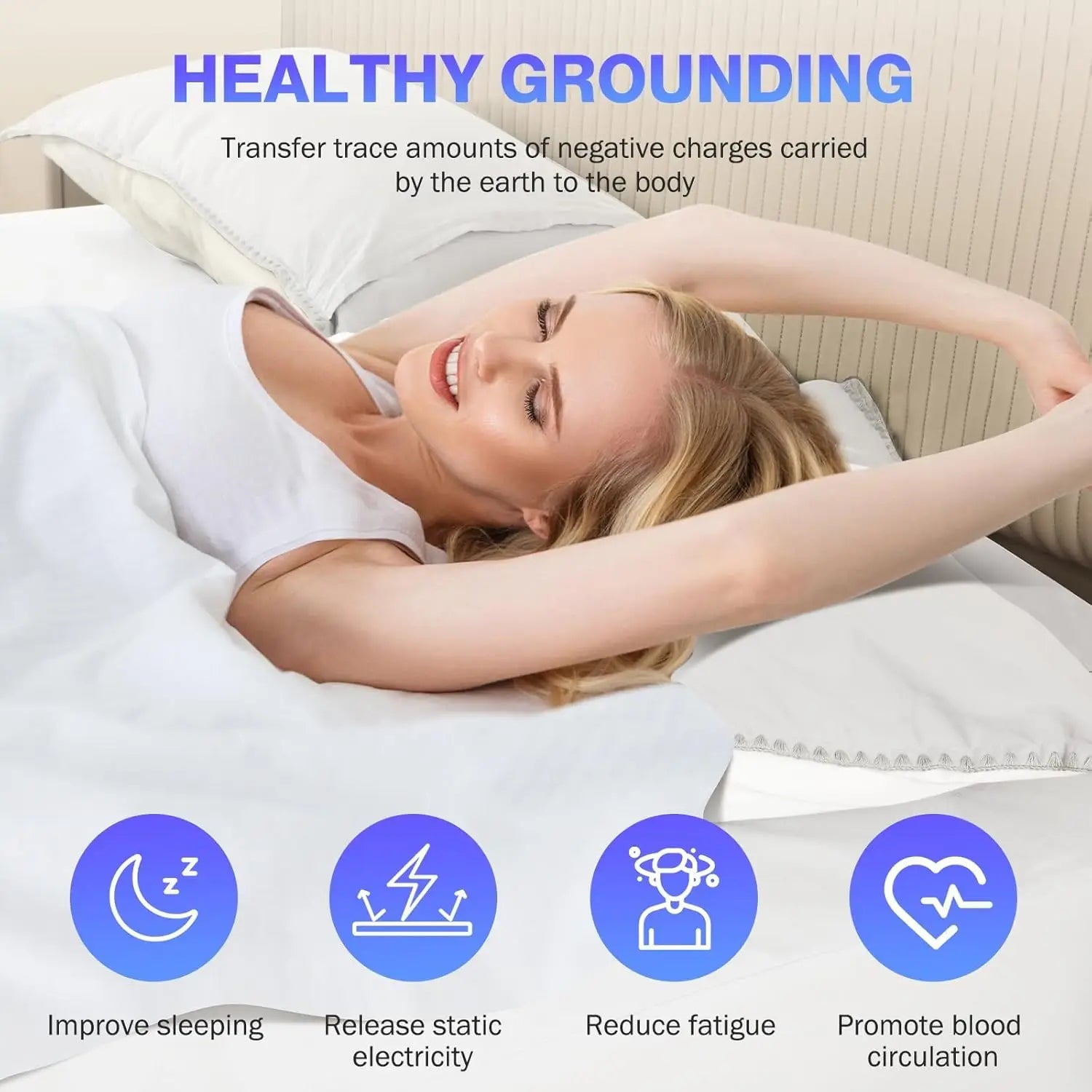 Grounding Fitted Sheets 10% Silver Fiber Bed Sheet Conductive Bedsheet Anti-ESD Release Pressure Improve Sleep Keep Health ﻿ Peaceful Pleasures Health and Wellness