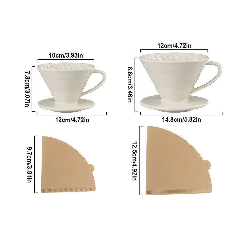 Pour Over Coffee Maker, Single Cup Coffee Dripper, Ceramic Coffee Filter Dripper with 100pcs Filter Paper Peaceful Pleasures Health and Wellness