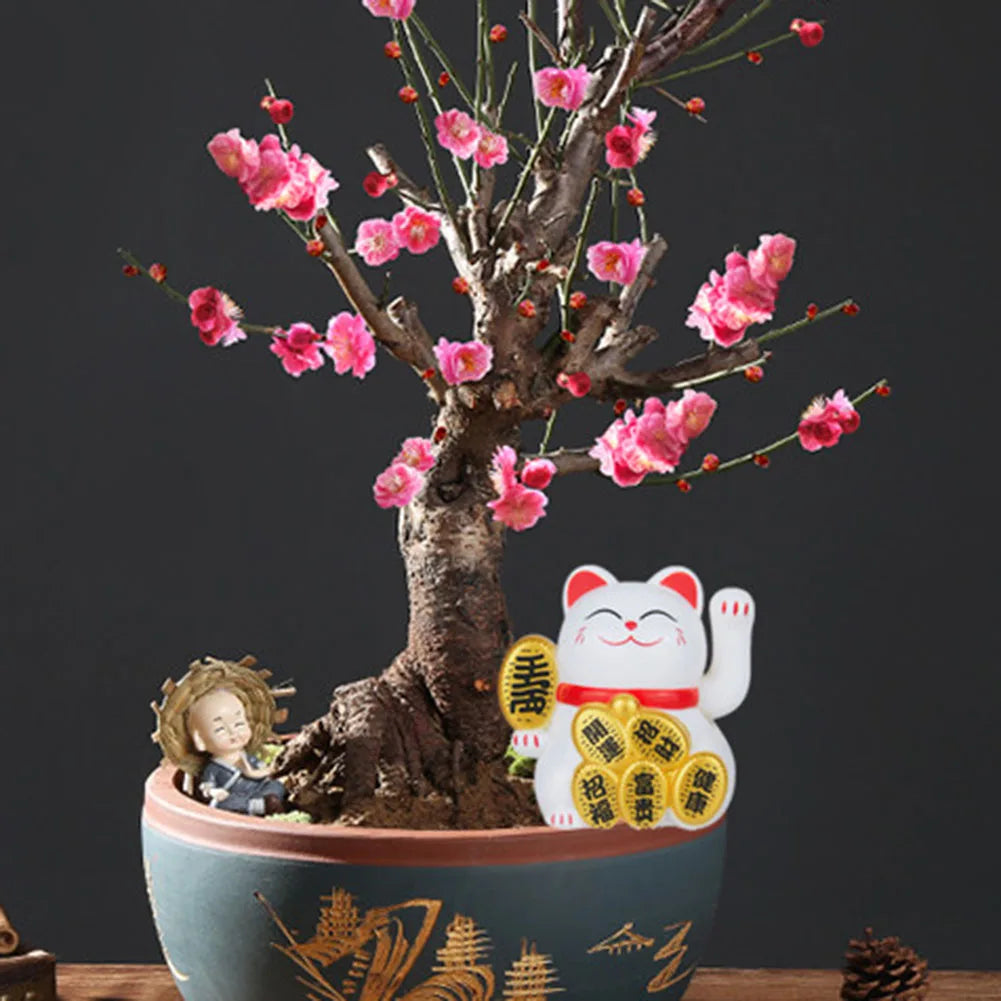 Solar Powered Maneki Neko Lucky Cat Home Office Car Decoration
