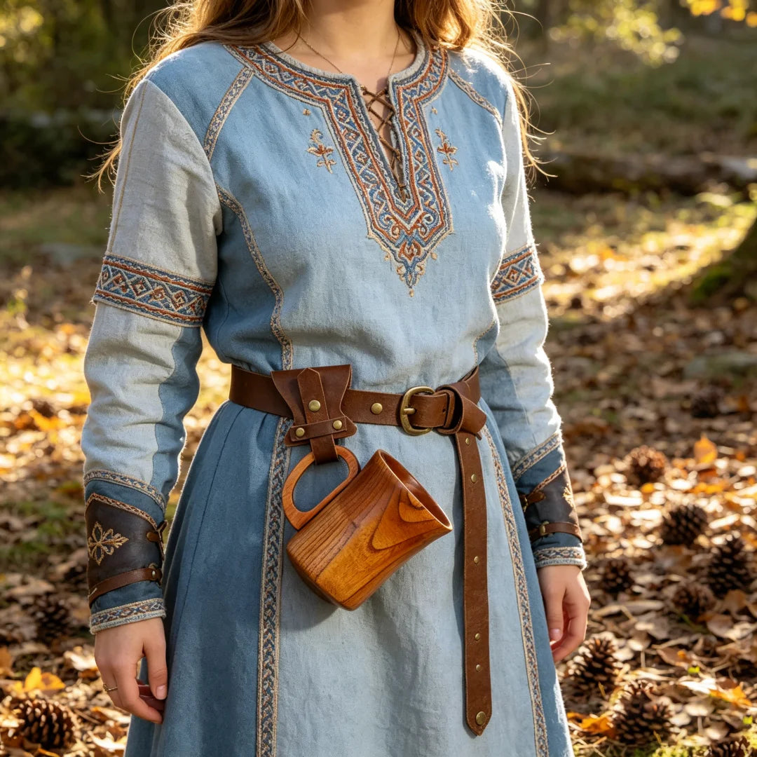 Medieval Viking Dress Up PU Leather Simple Retro Hiking Cup Holder