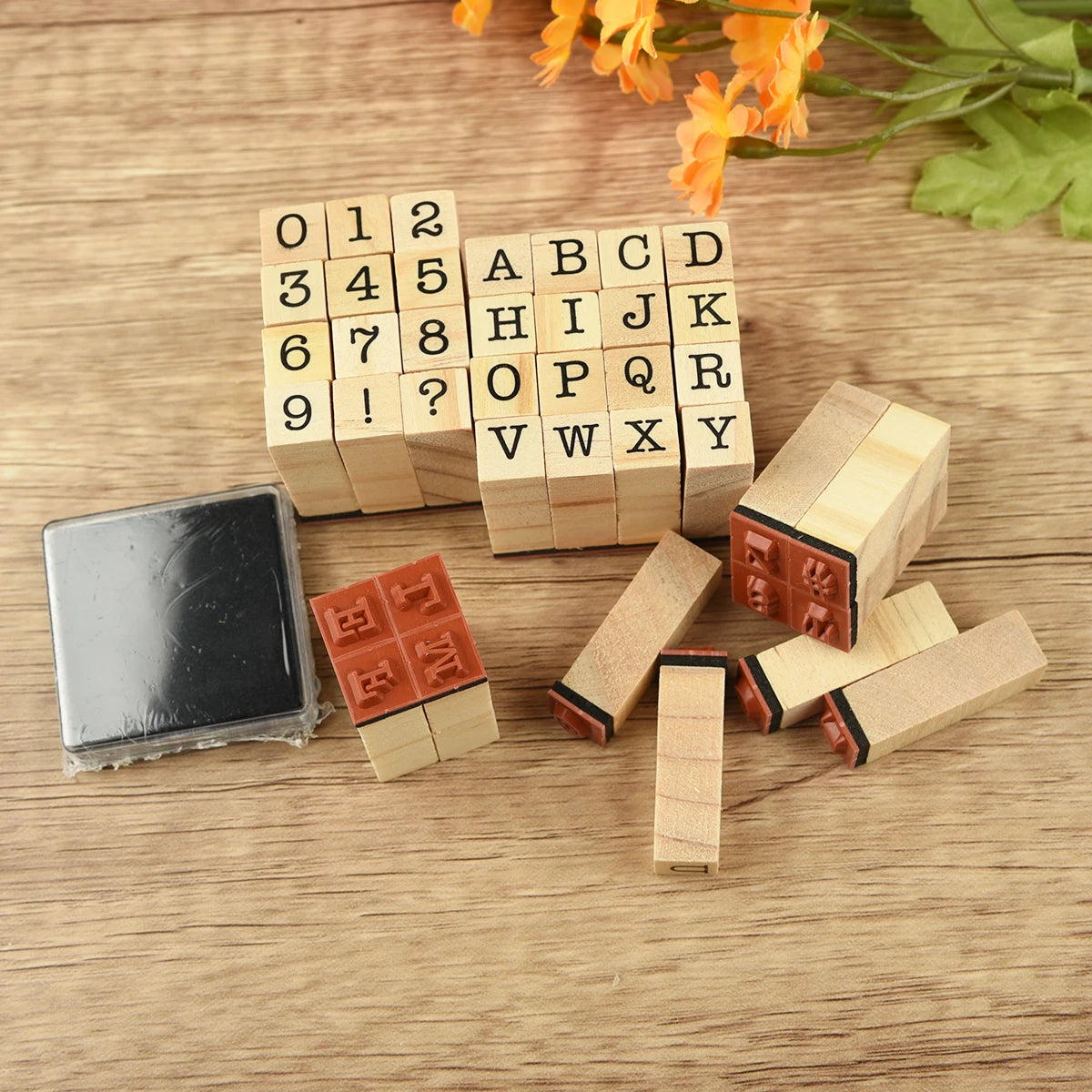 40Pcs Alphabet Stamps Vintage Wooden Rubber Letter Standard Stamp Set for Craft Card Making Planner Scrapbooking Journals Peaceful Pleasures Health and Wellness