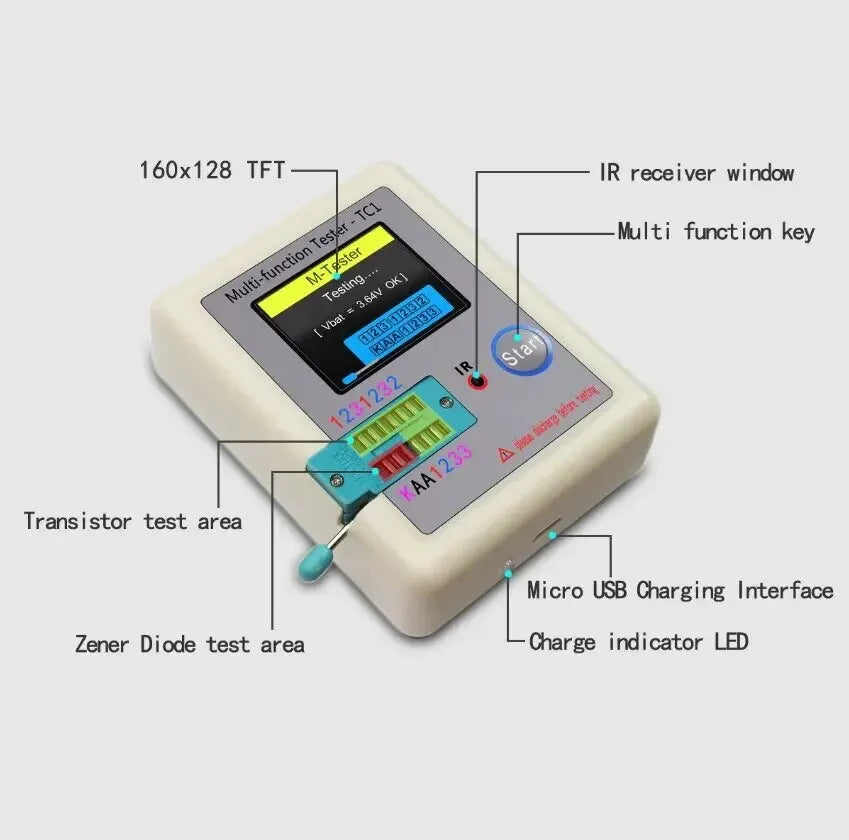 LCR TC1 1.8 Inch TFT LCD Display Multimeter Transistor Tester Diode Triode Capacitor Resistor Test Meter Peaceful Pleasures Health and Wellness