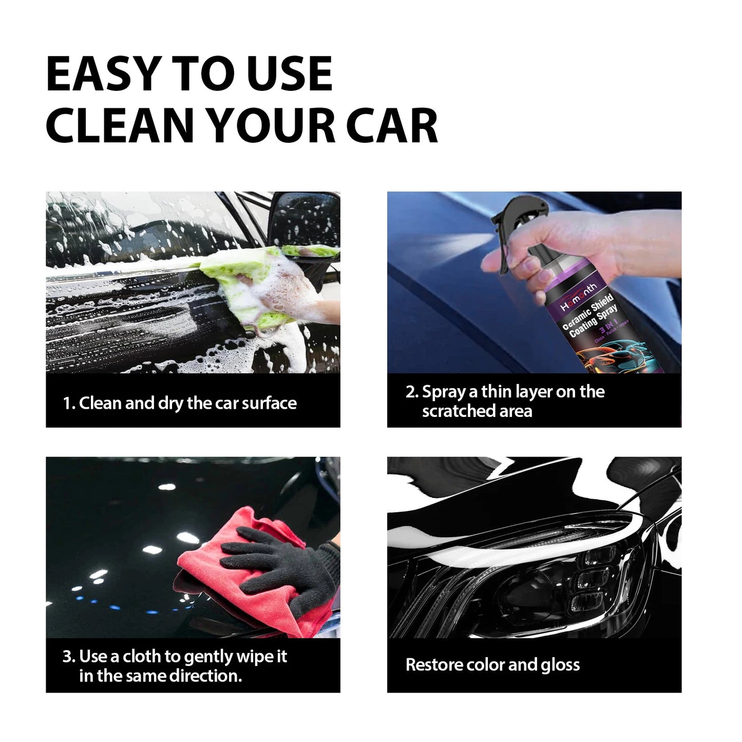 Homonth Ceramic Car Coating Spray | Polish & Hydrophobic Shield