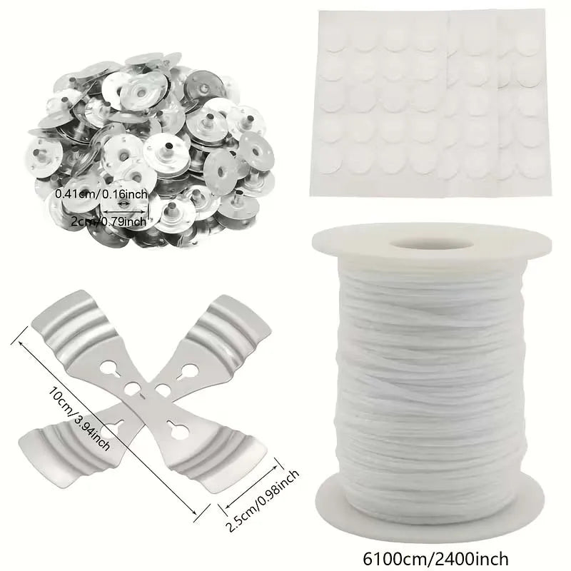 DIY Candle Making Kit – Cotton Wick, 100 Sustainer Tabs & Holders