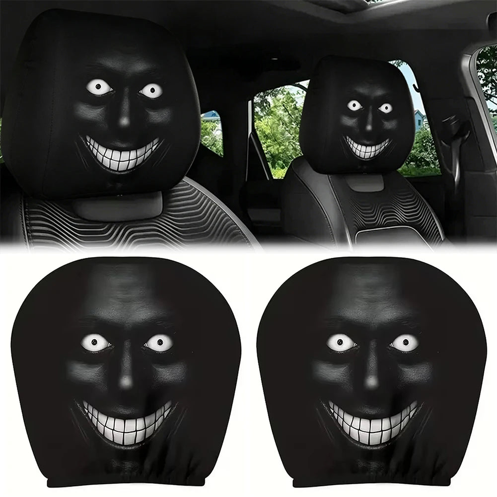 Funny And Fun Car Pillowcase,Elastic Car Printed Pillowcase,Personalized High-Definition 3D Printed Patterns Car Headrest Covers Peaceful Pleasures Health and Wellness