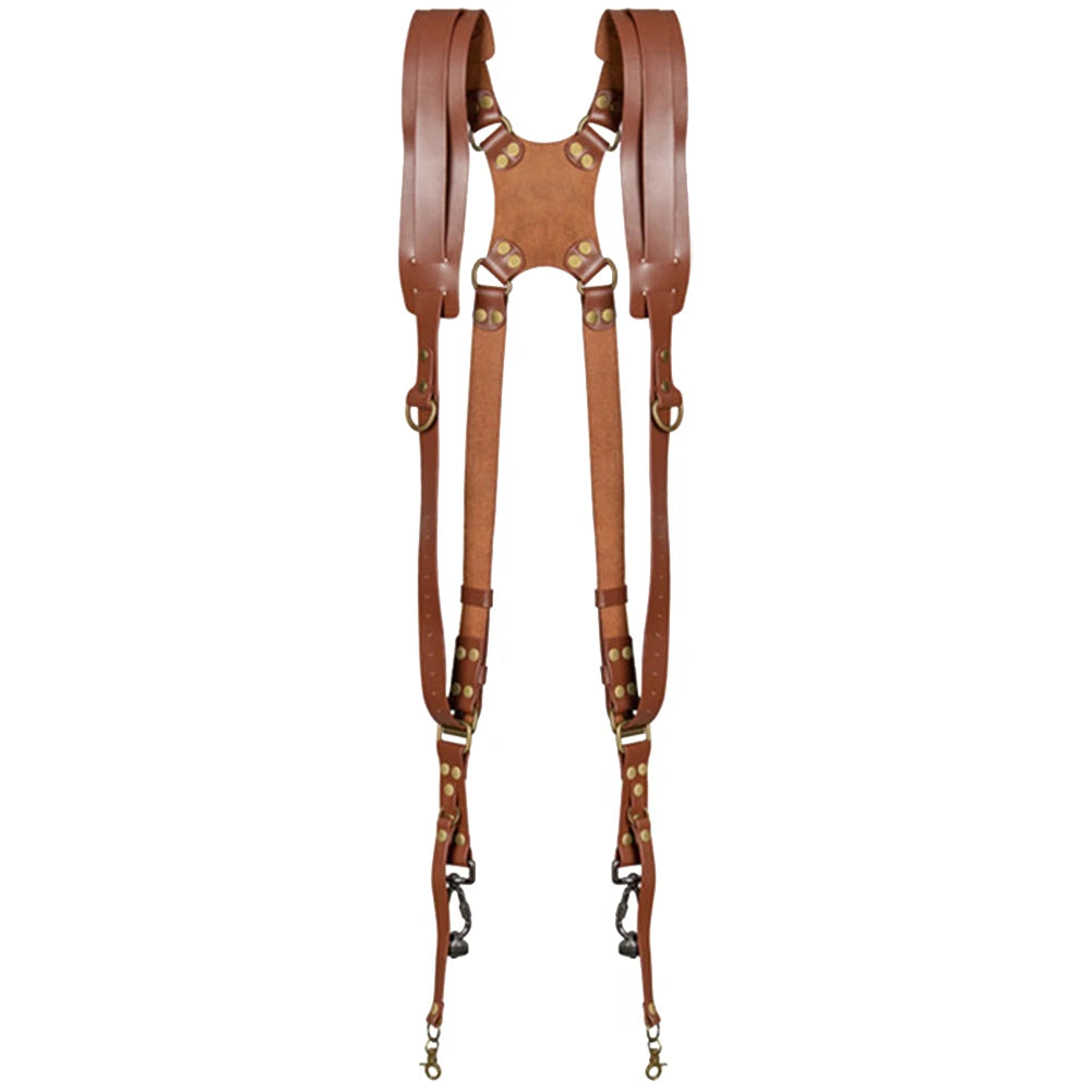 Universal Dual Camera Leather Strap Double Cameras Washable Harness Adjustable Carry Shoulder Straps For DSLR/SLR Cam Accessorie Peaceful Pleasures Health and Wellness Dark Brown