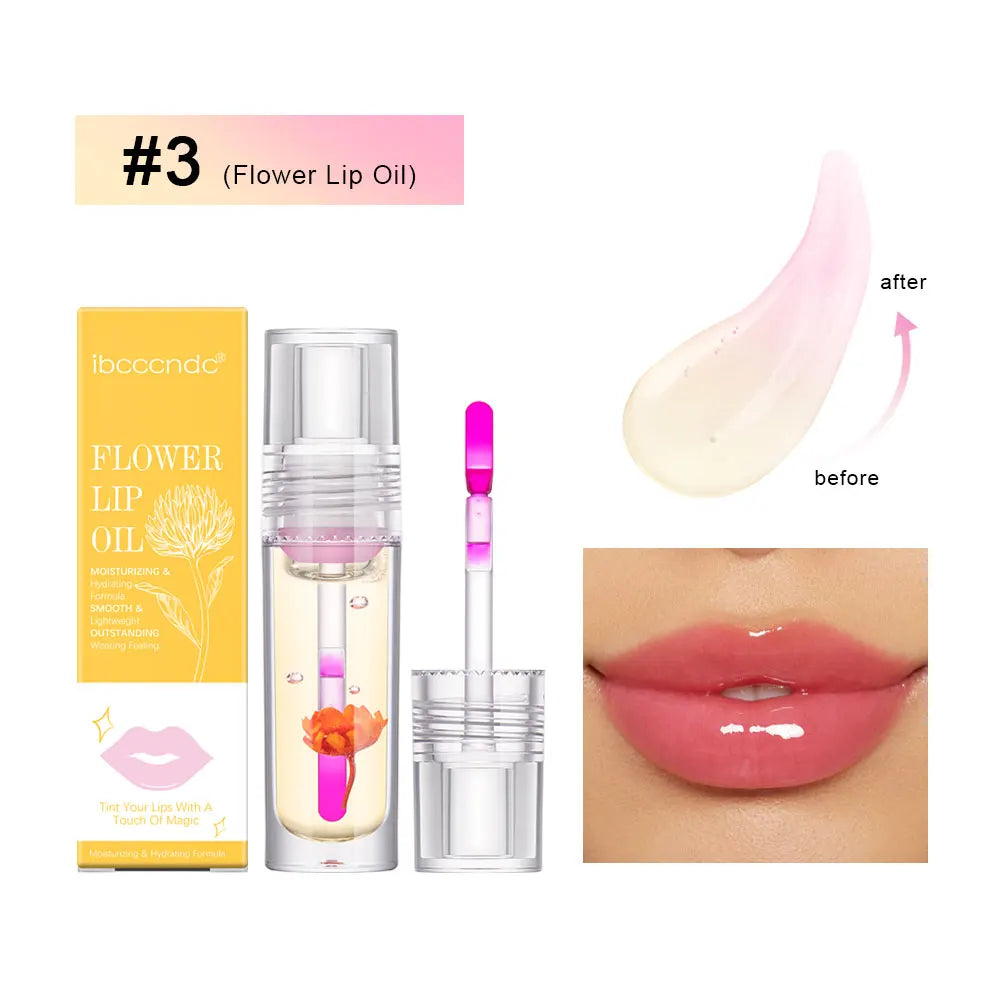 Magic Color Change Lip Oil Flower Lipgloss PH Color Changing Lipoil Pink Clear Lip Glaze Liquid Moisturizing 1Piece 3.8ml Peaceful Pleasures Health and Wellness 3
