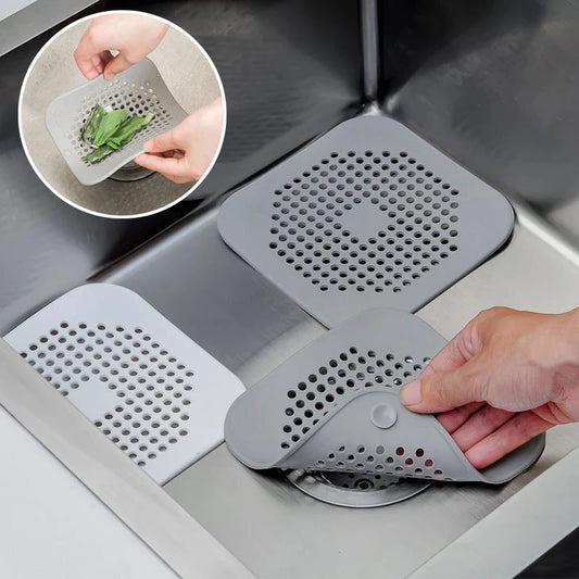 Square Silicone Drain Mat Hair Catcher for Sink & Shower (2-Pack) Silicone Drain Mat Peaceful Pleasures Health and Wellness