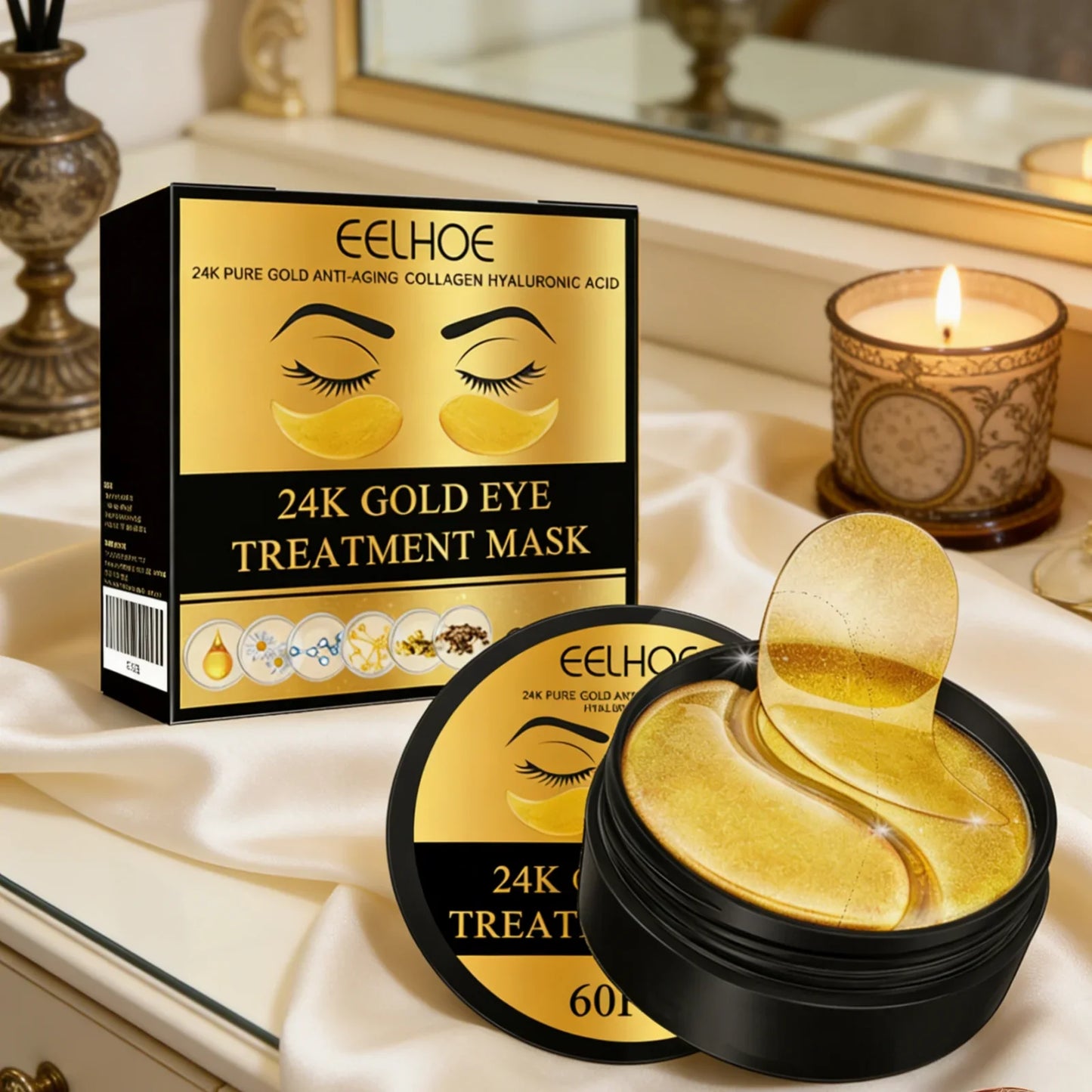 EELHOE 24K Gold Under-Eye Patches – Collagen & Hyaluronic Acid