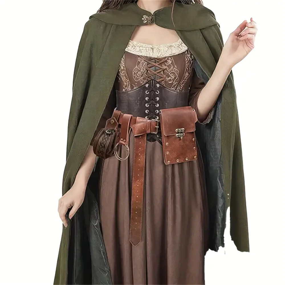 Medieval Cosplay Steampunk Leather Backpack Waist Ring Belt Pouch