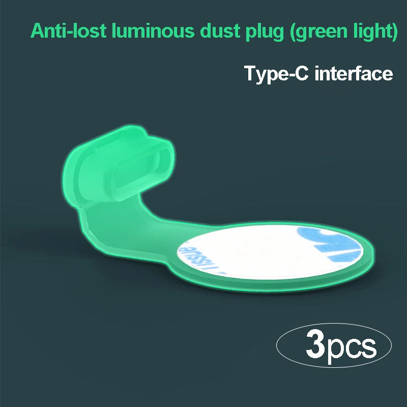 Phone Protector Micro Usb Luminous anti-loss Dust Plug Charm iphone 14 pro Accessories Rubber Plugs Type c Consumer Electronics Peaceful Pleasures Health and Wellness Type-c green(3pcs)