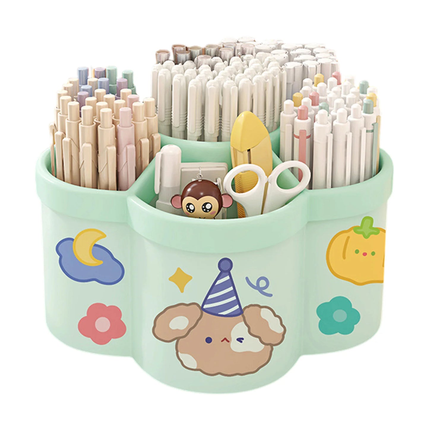 Desktop Rotating Stationery Pen Holder Smooth Edges Marker Pen Organizer Study Essentials Suitable for Elementary School Peaceful Pleasures Health and Wellness Mint Green
