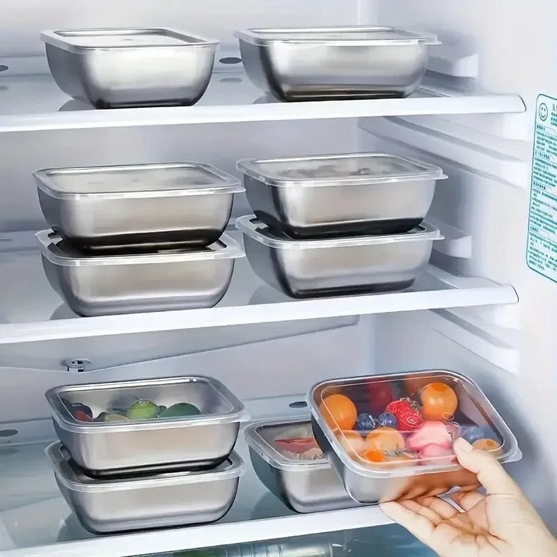 5pcs Stainless Steel Food Storage Stackable Meal Prep Boxes for Kitchen Fridge Lunch Ideal for Meal Prep Travel Kitchen Storage Peaceful Pleasures Health and Wellness