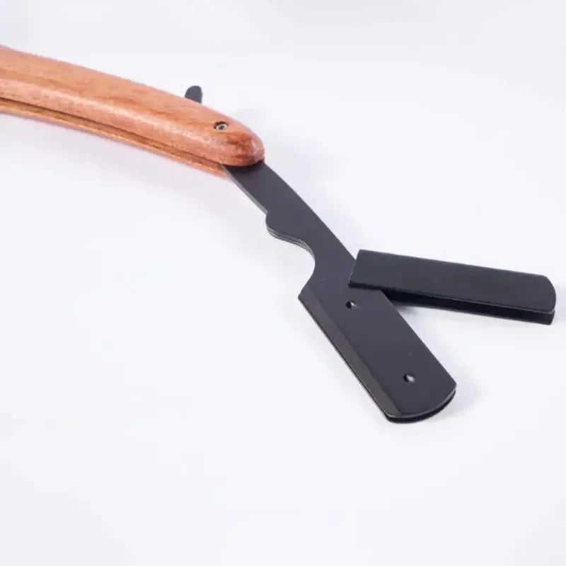Men's Folding Straight Razor – Stainless Steel & Wood Handle