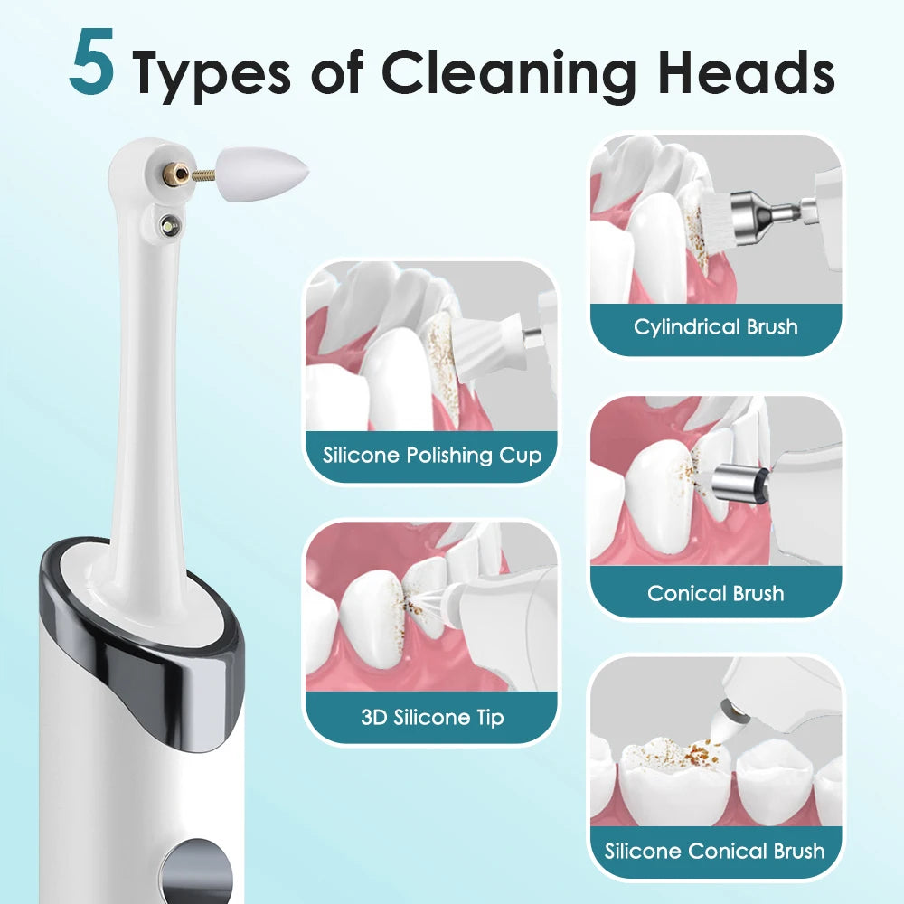 Rechargeable Tooth Polisher Electric Whitening & Polishing Tooth Polisher 5 Mode Personal Dental Calculus Remover Plaque Cleaner Peaceful Pleasures Health and Wellness