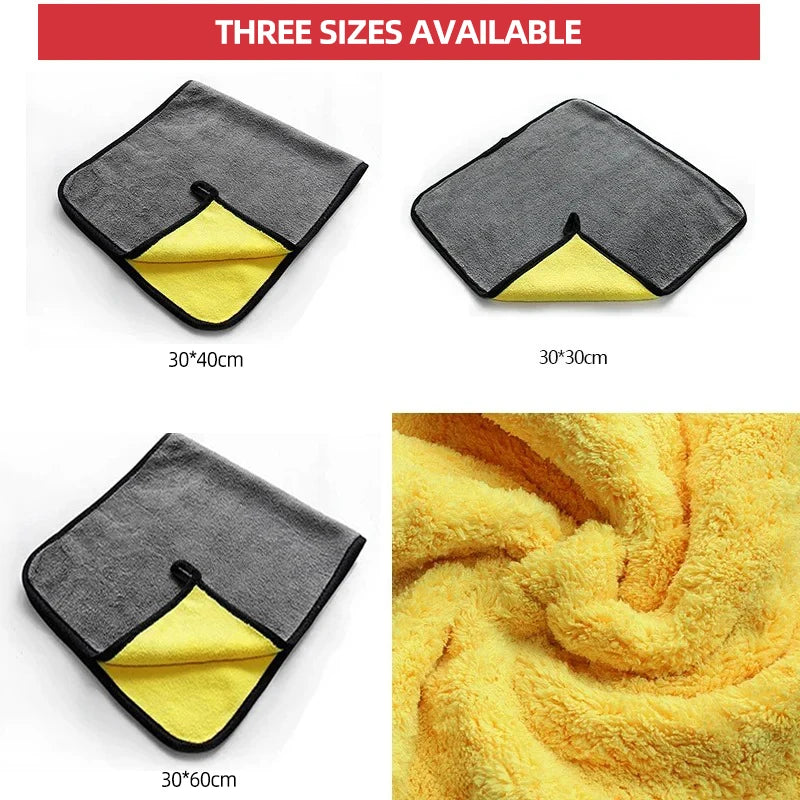 Microfiber Car Wash Towels | Double-Sided Coral Velvet 1/3/5 Pack
