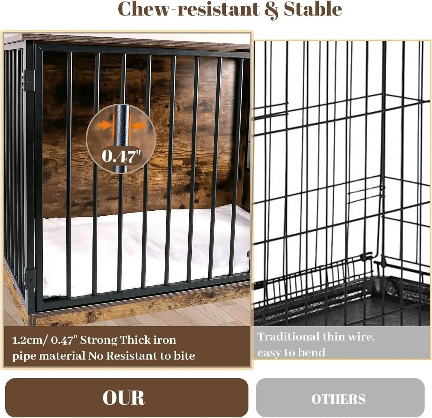 36" Indoor Wooden Dog Crate with Cushion & Swivel Door Peaceful Pleasures Health and Wellness