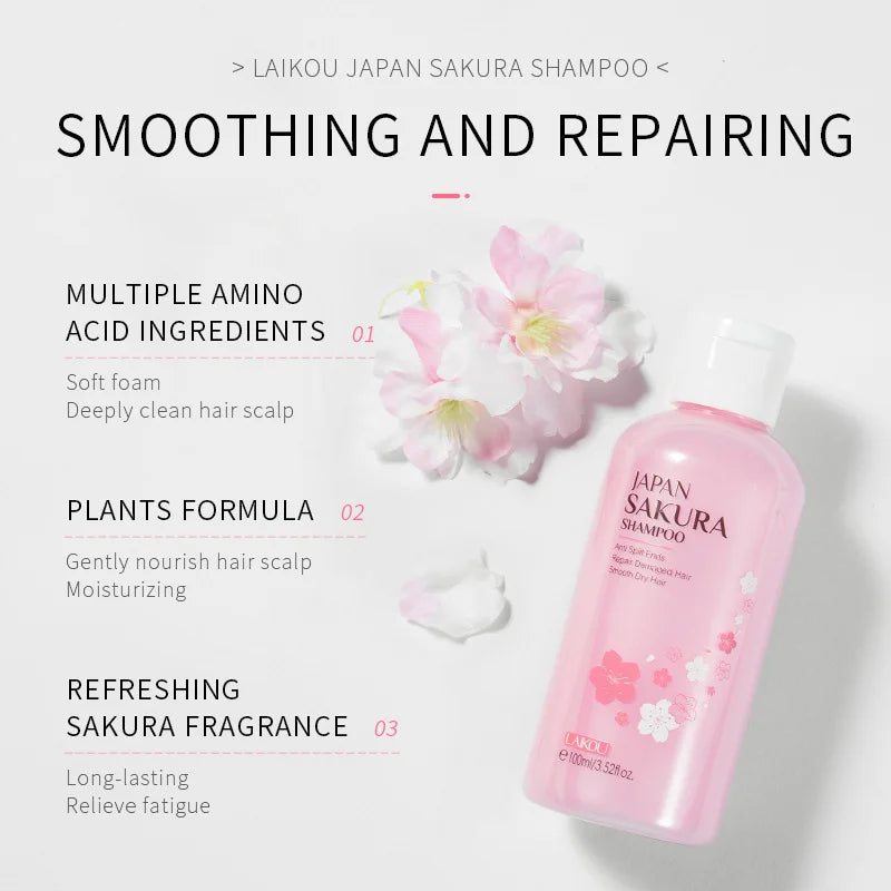 LAIKOU Japan Sakura Shampoo/Conditioner Repair Damaged Hair Moisturizing Nourishing Oil Control Hair Cleansing Care Peaceful Pleasures Health and Wellness